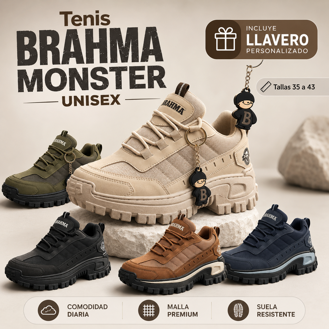 Tenis Brahma Monster Unisex — Estilo, comodidad y resistencia para todos los días